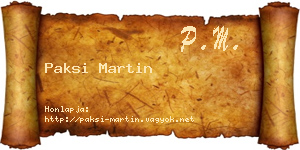 Paksi Martin névjegykártya